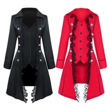 Womens Dentelle Vampire Gothique Veste Longue Queue de Pie Redingote Steampunk