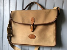 Cartable vintage LANCEL  toile et cuir camel bandoulière (/A/) D