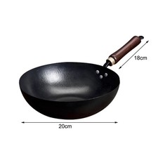 Poêle à frire en fer à manche bois pour cuisinière à induction ou à gaz