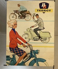 Couronne B B Terrot Circa 1950 Affiche Originale Moto Transport Publicité