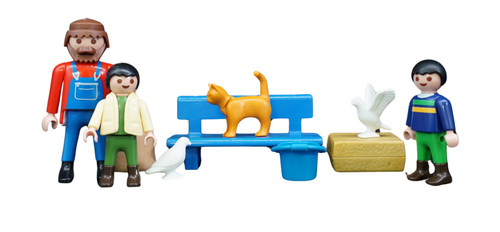 Playmobil paysan enfants banc