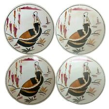 LOT DE 4 ANCIENNES ASSIETTES DESSERT EN FAIENCE KG LUNEVILLE   GEO CONDE 