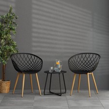 Chaise de jardin Lot de 2 avec accoudoirs Noir Fauteuils Plastique Homestyle4u