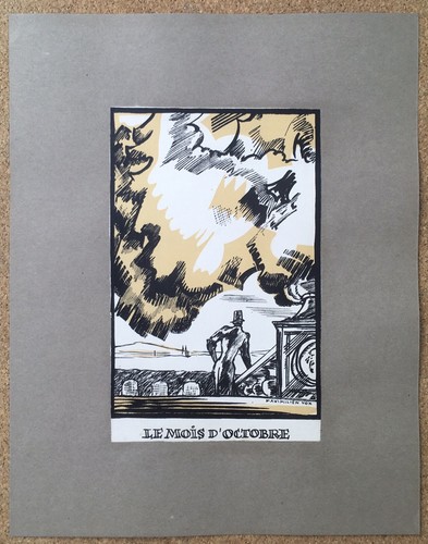 Gravure sur bois originale - sur,