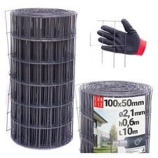 Clôture métallique 100 x 50 mm Ø2,1 mm 0,6 x 10 m PVC graphite clôture de jar...