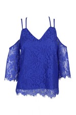 Bar Iii Blouse En Dentelle Cobalt Bleu À Bretelles Off-Shoulder M