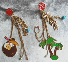 2 BOUCLES OREILLES PENDANTES GRAZIELLA BRACCIALINI MOTIFS VACANCES TAHITI- NEUF