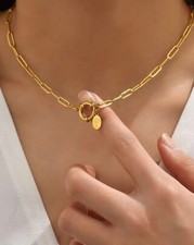 Collier Femme En Acier Inoxydable Chaine Simple Doré Or Bijoux Réglable Vintage