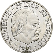 Monaco, Rainier III, 100 Francs, 1999, Paris, Argent, SUP, Gadoury:MC 166