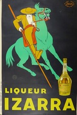 BELLE AFFICHE ORIGINALE  LIQUEUR IZARRA 1934  par ZULLA entoilee