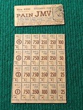 FEUILLE DE TICKETS - CARTE ALIMENTATION - PAIN JMV - DECEMBRE 1948