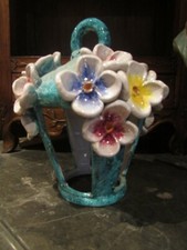 ancienne lanterne en faience etrangere lustre ceramique vintage 70' 