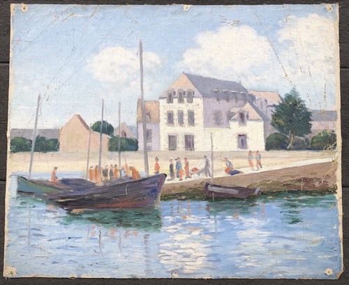 Tableau ancien huile bretagne - tableau,