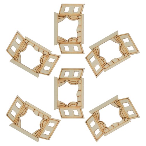 Pcs mini fenêtres - 6, bois
