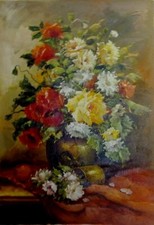 fleurs tableau peinture huile