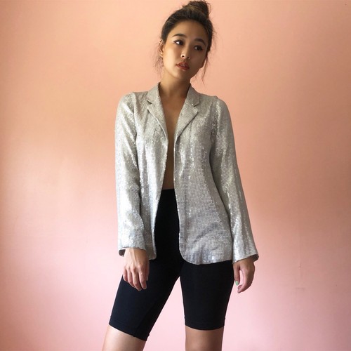 Vintage silver sequin blazer - vintage,