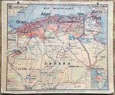 ✶RARE✶  Ancienne carte scolaire Vidal-Lablache 11, T44, 1920 - Algérie Tunisie