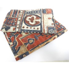 PAIRE DE DOUBLE RIDEAUX BLEU MARRON 1M40 X 2M