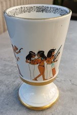 Ancien beau mazagran en porcelaine Limoges décor égyptien Hiéroglyphes      CA14