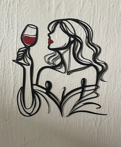 Déco murale femme verre vin - femme,