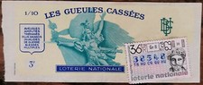 Billet de loterie nationale 1969 36e tr Gr6 Les Gueules Cassées 1/10 Marc Aurèle