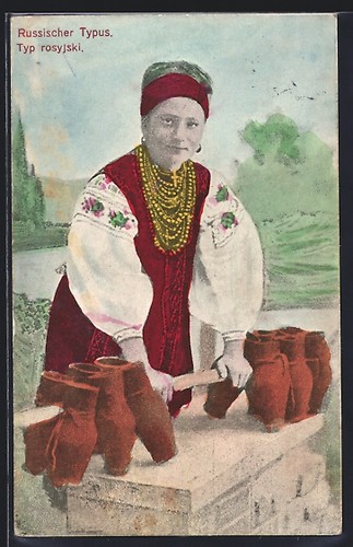 Femme costume russe carte - femme, en