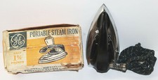 Vintage 1950s Steam Travel Iron - G.E. Model #I7F29 General Electric w/ Box