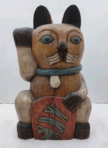 Grand chat bois maneki - grand, en