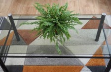 Table basse en verre, rectangulaire, bon état. L 89 cm, largeur 46 cm, H 36,5 cm