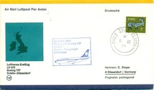 Ireland 1974 FFC First flight cover Boeing 737  LH 079  Lufthansa  to Dusseldorf