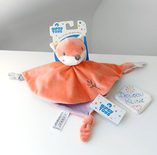 Doudou Plat/Mouchoir Renard Orange Gris Bamboo Bambou Attache Tétine  Gipsy Toys