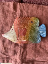 Figurine De Poisson Multicolore En Bois 