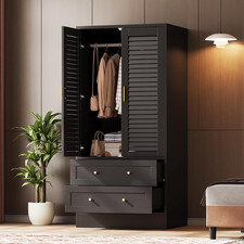 Stylish 65" Black Louvered