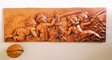 Bas relief d'ornement Putti Angelots Cuivre ciselé  Allégorie de la science