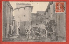 CPA - VINON  - 83 -  L'ARRIVEE  ET HÔTEL DU COURS  -  CALECHE