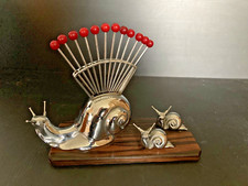 Ancien porte pique à escargot art déco coktail en métal chromé vintage