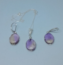 parure collier et boucles d'oreille en argent et amétrine rare création unique