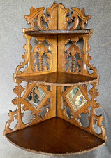 Antique french foldable angle shelf 19th century woodwork furniture