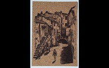 Carte Postale a identifier peut être la Corse,peinture sur Liège inaltérable. 