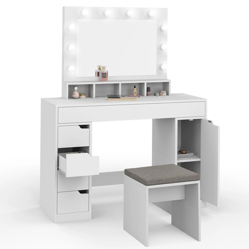 Coiffeuse zelia blanche miroir - zelia,
