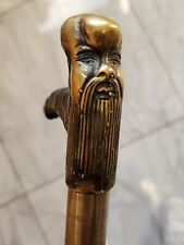 Ancienne canne en bronze ouvrable, pommeau bronze signé ancienne