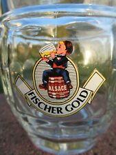 1 CHOPE à BIERE  FISCHER  GOLD  en  VERRE Transparent  12 cm haut    1/2 LITRE  