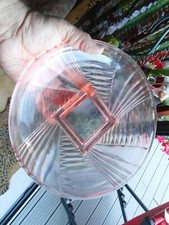 Ancien Plat Verre Orangé Centre de Table sur Meuble Plateau à Fruits Art Déco