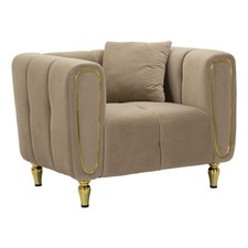 Fauteuil en Velours Matelassé "Alma" 97cm Gris