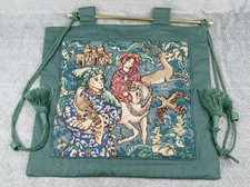 Vintage Tapisserie Murale Chasse Médiévale 56x53cm Tringle Laiton Ancienne