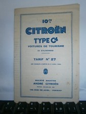 Catalogue  pub auto tarif Citröen voiture 10 ch type C4 de tourisme an 1930
