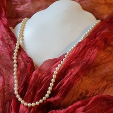 Collier De Perles Majorque Vintage Fermoir Argent Bijou 55cm 79 perles 6mm