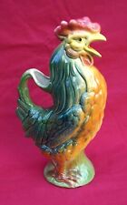 ST CLEMENT French Hand Painted Faience Rooster Shaped Pitcher 1920