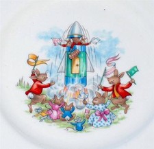 Vintage Royal Doulton Bunnykins Porcelaine Fusée Lancement 20.6cm Plaque