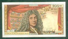 RARE BILLET DE 500NF MOLIÈRE